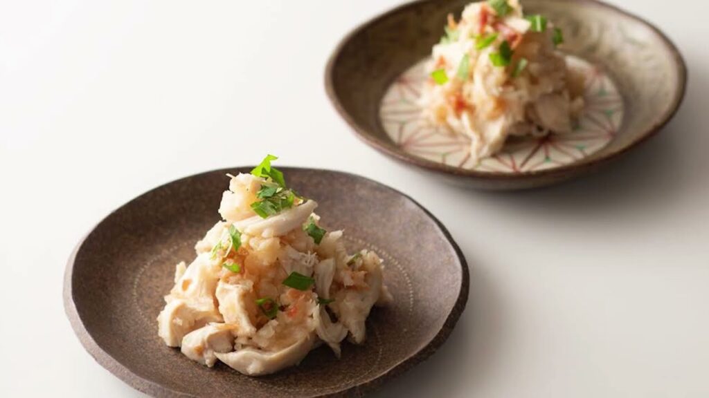 料理プロセス・蒸し鷄の梅肉おろし和え【レシピ・ラボ】
